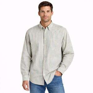 Scott Barber Long Sleeve Dress Shirt XXL Cotton Green Stripe NWOT *